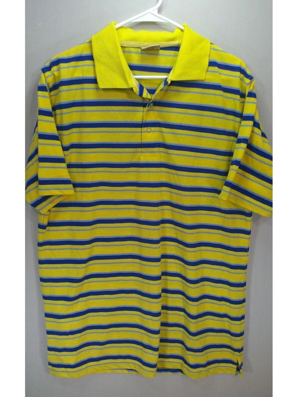 Foxborne Yellow and Blue Striped Polo Shirt, Size L